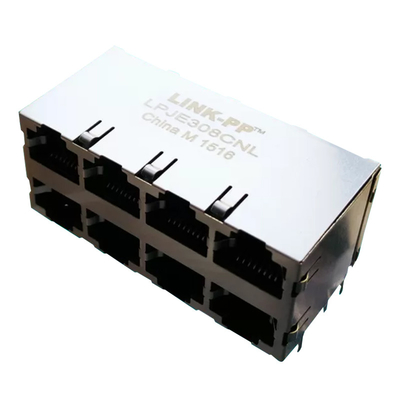 Yığılmış RJ45 LPJE308CNL Side Entry 8 portları 2x4 RJ45 8P8C Modüler jack