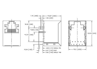 JXD3-0003NL Eşdeğer Ethernet Konnektörleri EXT TEMP Dikey RJ45 MAG