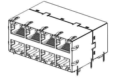 PoE+ 30W 1-1840861-4 MagJack RJ45 2X4 GY/GY LED'li portlar