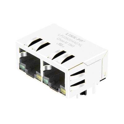 LPJ26204AENL RJ45 Çift Bağlantı Magjack, 10 / 100BT Bağlayıcı Çapraz pluse J8064D628ANL