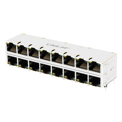 2 X 8 EMI Parmak Liman Yığınlanmış RJ45 HUB PC Kartı Korumalı 0810-2H8R-28