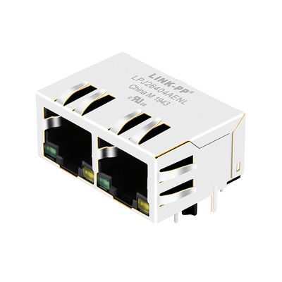 JXD0-2005NL 1x2 Bağlantı Noktalı 8 Pinli Led Konnektör Çok Bağlantı Noktalı Manyetik Rj45 Jack LPJ26404AENL