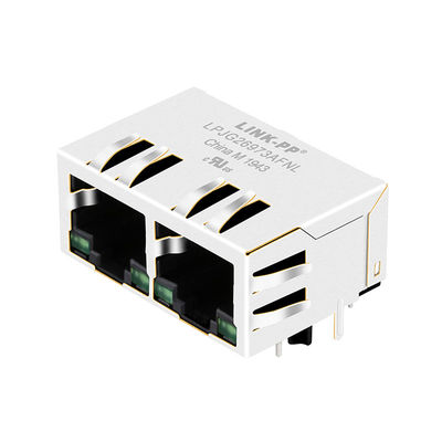 HFJ12-1G16ER-L11RL FastJack 1x2 Tab-Aşağı Ganged Gigabit RJ45 W / LED
