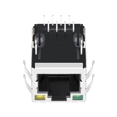 1840772-8 Tek Bağlantı Noktalı Manyetik RJ45 Dişi Konnektör 1000 Base-T Sekmeli Yeşil / Sarı Led