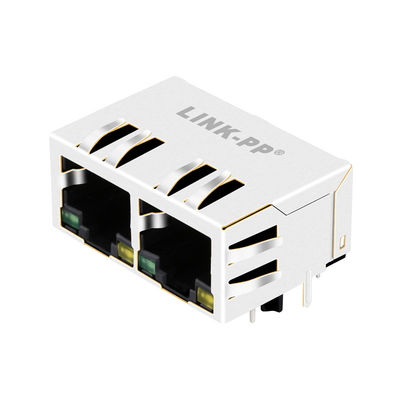 Yeşil / Sarı Led 1000 Base-T Sekmesi Aşağı Manyetik RJ45 Konnektör JXR8-1002NL 1x2 Port