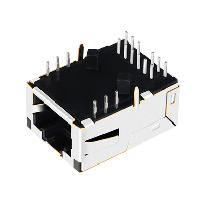 G10-1GHN-056 EMI Parmakla Korumalı 1 Bağlantı Noktalı Sekme Yukarı 10G Base-T Düşük Profilli Rj45 Konnektör