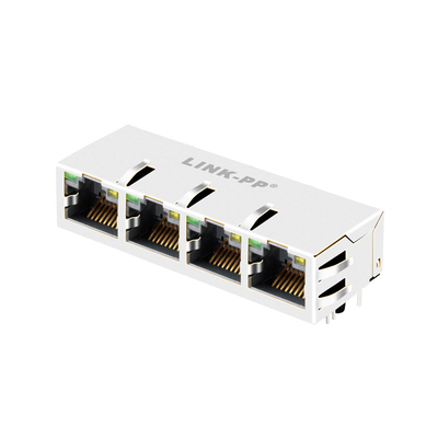 100/1000 Base-T JX1N-0033NL Sekmeli 1x4 Portlu Ethernet Rj45 Konnektör, Yeşil / Sarı Ledli