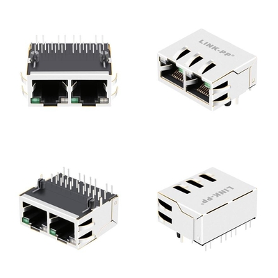 10G Base-T Sekmeli 1x2 Bağlantı Noktalı Rj45 Ethernet Konektörü, Ledlerle Korumalı JTL-U1002NL