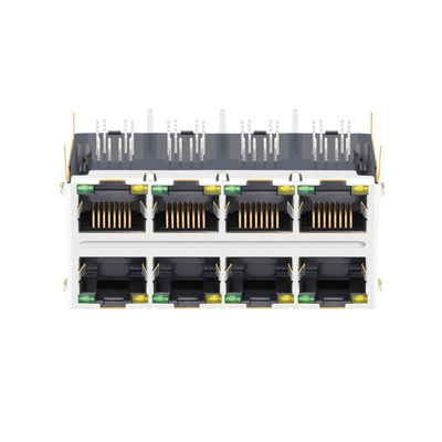 2x4 RJ45 Manyetik Konnektörler JT5-2410NL Uyumlu LINK PP 10G Base-T LED'li