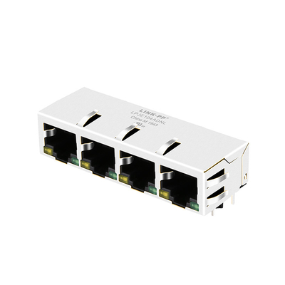 LPJE104ADNL 1X4 Port FR4 PCB RJ45 Modüler Jak Yan Giriş Sekmesi Aşağı Sarı/Yeşil Led