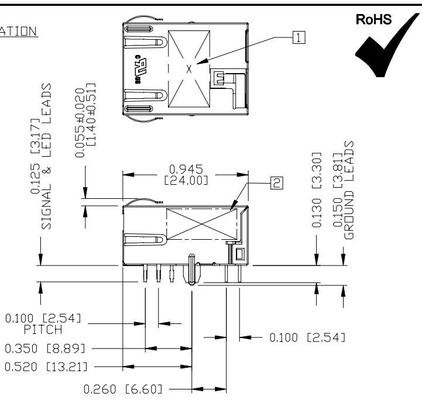 L836-121T-KE 5G Base-T Sekmesi Aşağı 1X1 Port Rj45 Magjack Konnektör Gy/G Ledli Korumalı