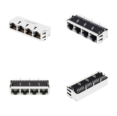 2250083-1 1x4 Bağlantı Noktalı RJ45 Manyetik Konnektörler 10G Base-T GO/GO Lightpipe ile Sekme
