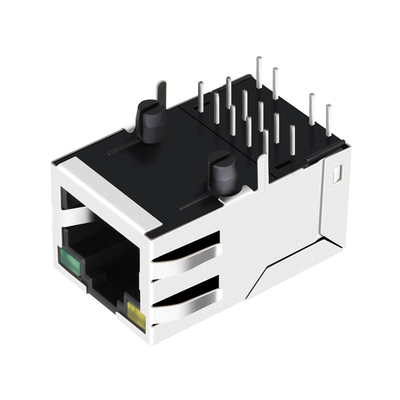 0875-1D1T-P2 Tek Bağlantı Noktalı Rj45 Entegre Konnektör 10/100 Base-T Sarı/Yeşil led