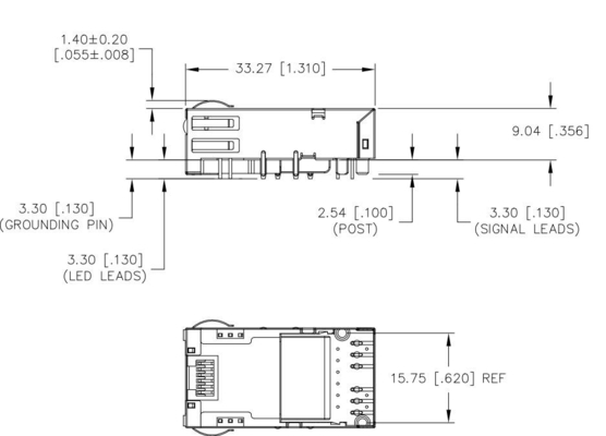 JT3-1105HL 10GBASE-T 1X1 Bağlantı Noktası Sekmesi Aşağı RJ45 Magjack 12PIN GG/Y Led