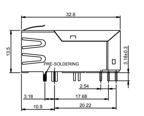 56F-1803DGDZ2NL 1A Tek Bağlantı Noktalı 2.5G BASE-T POE+ RJ45 Manyetik Konnektör