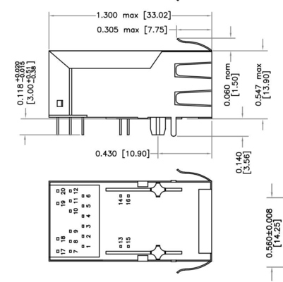 HFJT1-5GHPRL 5G BASE-T 1x1 Bağlantı Noktası PoE RJ45 Fastjack Konnektör 600mA ledsiz